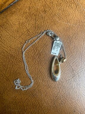 Brighton Two-Tone Silver and Gold Teardrop Pendant Necklace